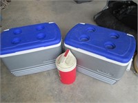 Two large coolers and drink cooler