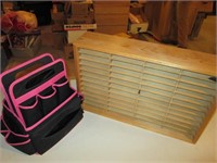 organizer bag, wood slot shelf