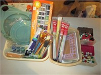 paint, brushes, supplies
