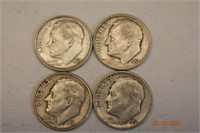 4- 1951 US Silver Dimes