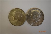 2- 1964 Kennedy US Silver Half Dollars