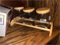 THREE PIECE CANISTER SET WITH STAND