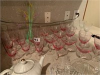LOT OF 18 PINK GLASSES