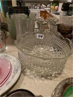 GLASS CENTERPIECE BOWL AND PITCHER