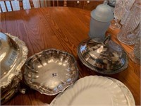 CHIPPENDALE SILVERPLATE BOWL AND ROGERS