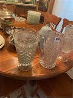 GLASS VASE AND PITCHER