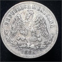 1886 Zs Z Mexico 25 Centavos