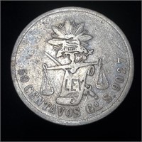1870 Go S Mexico 50 Centavos - 166k Struck!