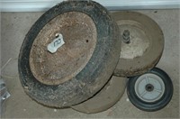 4 small tires, various sizes