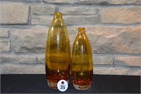 Krosno Poland Amber Art Glass Vases (2)