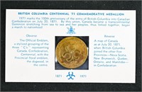 British Columbia Centennial 1971 Medallion Coin