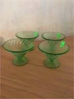 4 Green Glass sherbets
