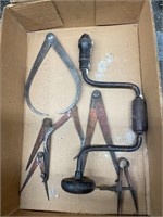 Vintage architectural tools and antique hand drill