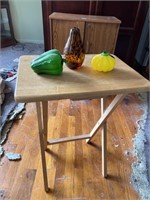 End Table with Decorative Glass Vegetables