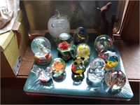 Lot of 12 glass paper weights