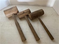 Three (3) wooden mallets