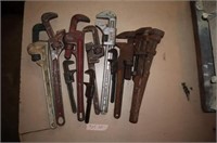 GROUP LOT OF PIPE WRENCHES: