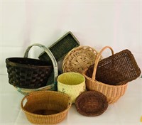 Variety of Wicker Baskets/9 Pieces/Heavy Wicker