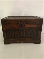 Wood &Wicker Lined Chest/12.5”H,18”W,11.5”D