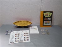 EMPTY COIN DISPLAY & ASSTD. STAMPS