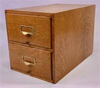 Oak file case, 2 drawers, metal drawer pulls,