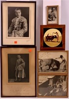 Bull fighting poster and autographed photos -