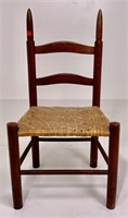 Slipper chair, spike top, oak splint seat, 14" sea
