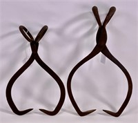 2 sets ice tongs, one is hand wrought, Stur...