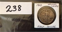 1942 Walking Liberty 1/2 Dollar Collector's Coin