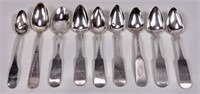 6 coin teaspoons - Wm Brown (some bowl damage)