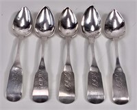 5 coin spoons - J. Adams - monogramed, 77g