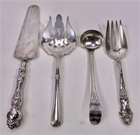 3 Sterling serving pieces - cake knife, Wallace fo