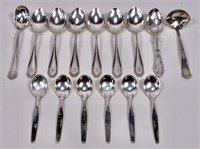 6 Sterling teaspoons, clock spoon, ladle, spoon,