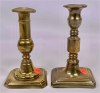 2 brass candlesticks - 6" tall (loose joint on