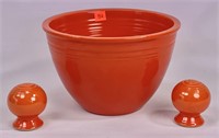 Orange Fiesta mixing bowl - 8.75" dia., 2 shakers