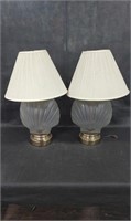 Pair of Glass Seashell Table Lamps