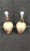 Pair of Handpainted Bird Lamps