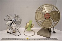 Three vintage fans (require repair/rewiring)