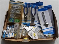 BOX: PLIERS, WRENCHES, BOLTS, ETC.