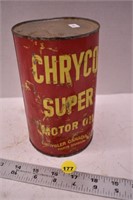 1 Quart "Chryco" Super Motor Oil Tin Full
