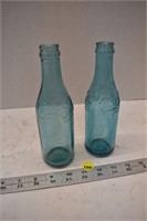 2 - Aqua Coca-Cola bottles ( Logo on Bottom)