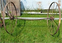 Set of Horse Drawn Steel wheels with steel axle