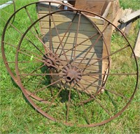 Pair of steel wheels 40" in diameter