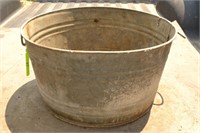 Galvanized round wash tub with handles 20" in