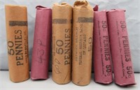 (6) Rolls Assorted Dates 1960's Lincoln Cents