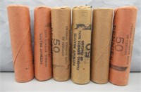 (6) Rolls Assorted Dates 1960's Lincoln Cents