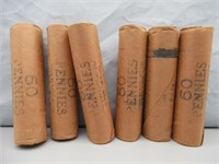 (6) Rolls Assorted Dates 1960's Lincoln Cents