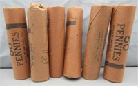 (6) Rolls Assorted Dates 1960's Lincoln Cents.