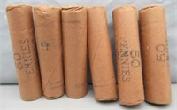 (6) Rolls Assorted Dates 1960's Lincoln Cents.