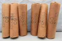 (6) Rolls Assorted Dates 1960's Lincoln Cents.